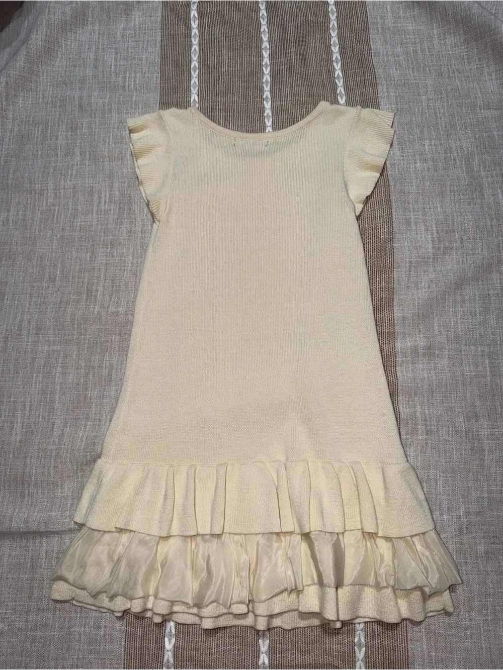 GAP Cream Knit Ruffle-Hem Girls Dress